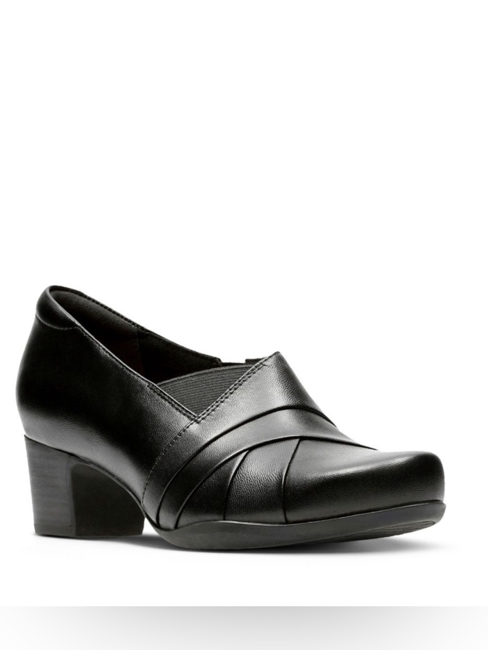 Clarks Rosalyn Adele Black Leather Pump Shoes